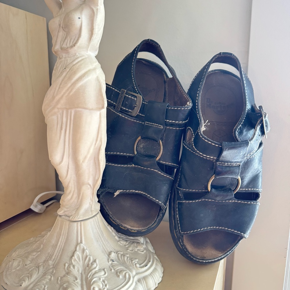 Dr. Martens Black Leather Buckle Sandals